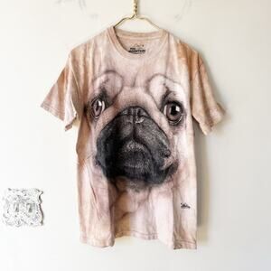 The Mountain 2011 Pug Face Dog Tan Tie Dye T Shirt M